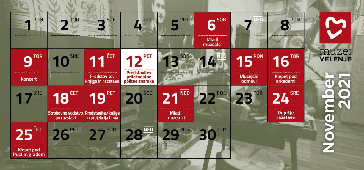 Dogodki in prireditve Muzeja Velenje v mesecu novembru